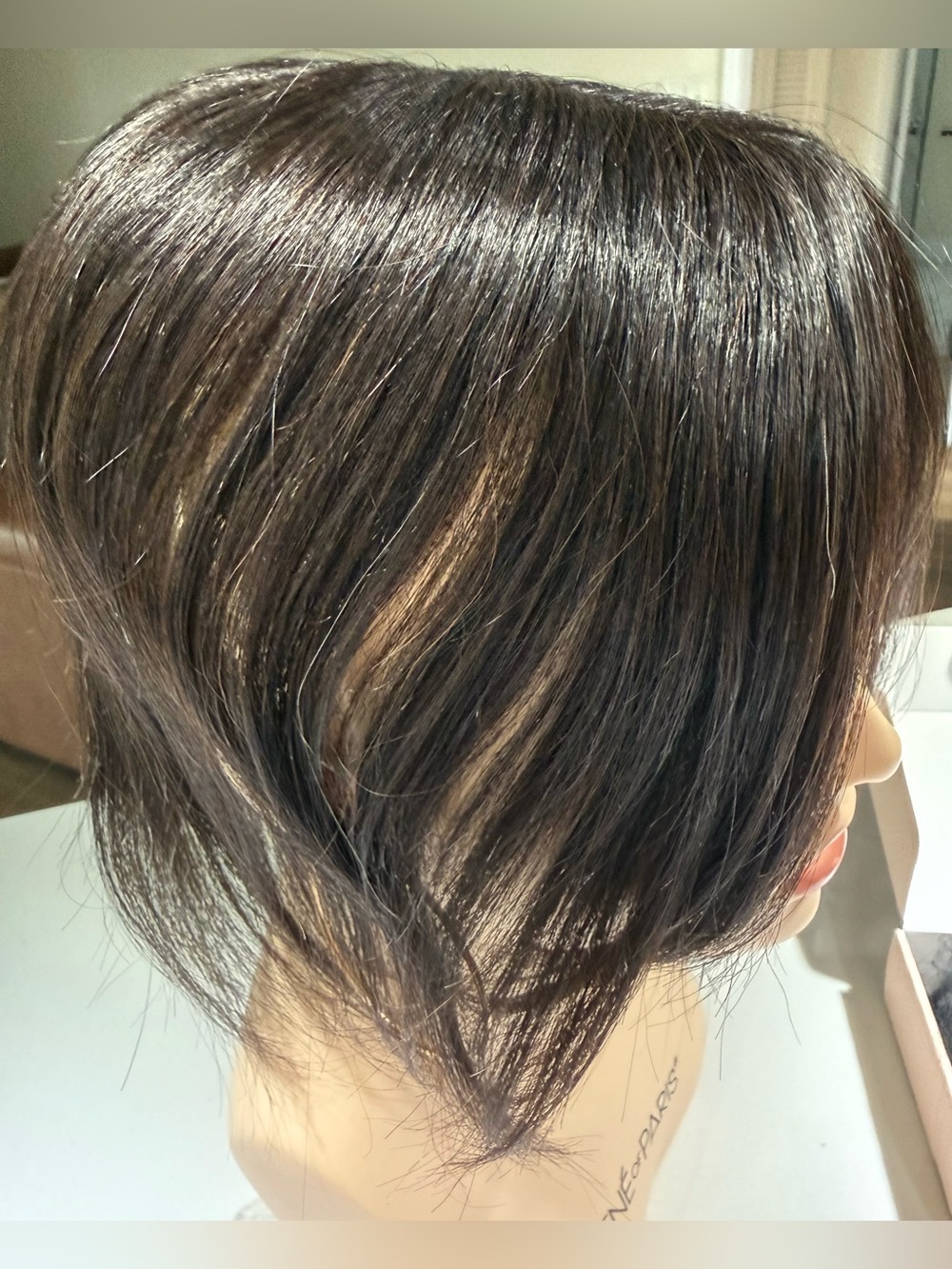 💯% HUMAN 10-12” Topper with Bangs, Straight Dark Brown/Almost Black